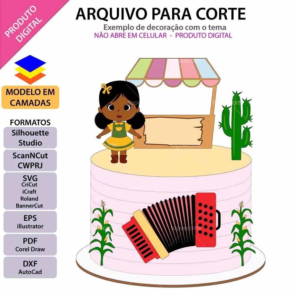 Arquivo De Corte Topo De Bolo Arraia Festa Junina São João Menina 64