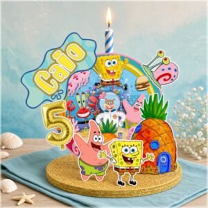 Arquivo De Corte Topo De Bolo Bob Esponja Vela Cenário 6