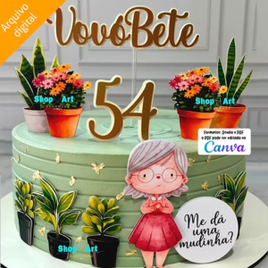 Arquivo De Corte Topo De Bolo Dia Dos Avós Vovó Plantinhas 15