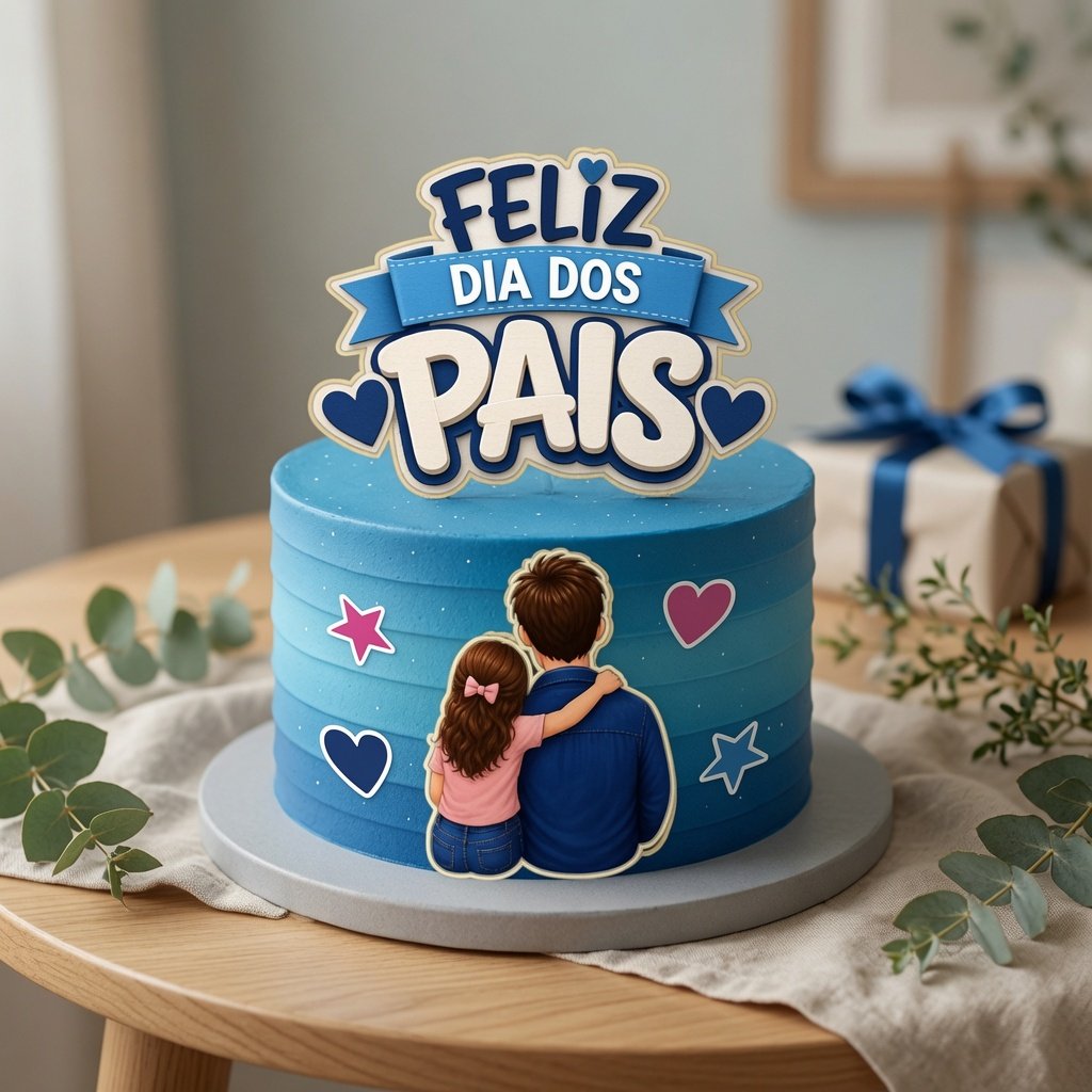 Arquivo De Corte Topo De Bolo Feliz Dia Dos Pais Menina 8
