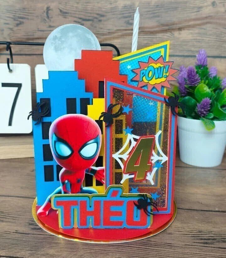 Arquivo De Corte Topo De Bolo Homem Aranha Vela Cenário 8