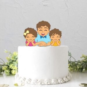 Arquivo De Corte Topo De Bolo Pai E Filhos Menina E Menino Dia Dos Pais 1