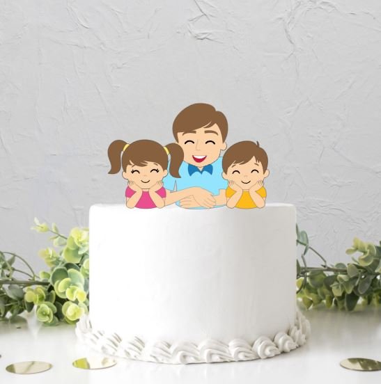 Arquivo De Corte Topo De Bolo Pai E Filhos Menina E Menino Dia Dos Pais 10