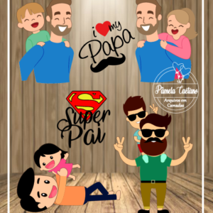 Arquivo De Corte Topo De Bolo Pai E Filhos Menina E Menino Dia Dos Pais 5