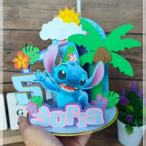 Arquivo De Corte Topo De Bolo Stitch Vela Cenário 5