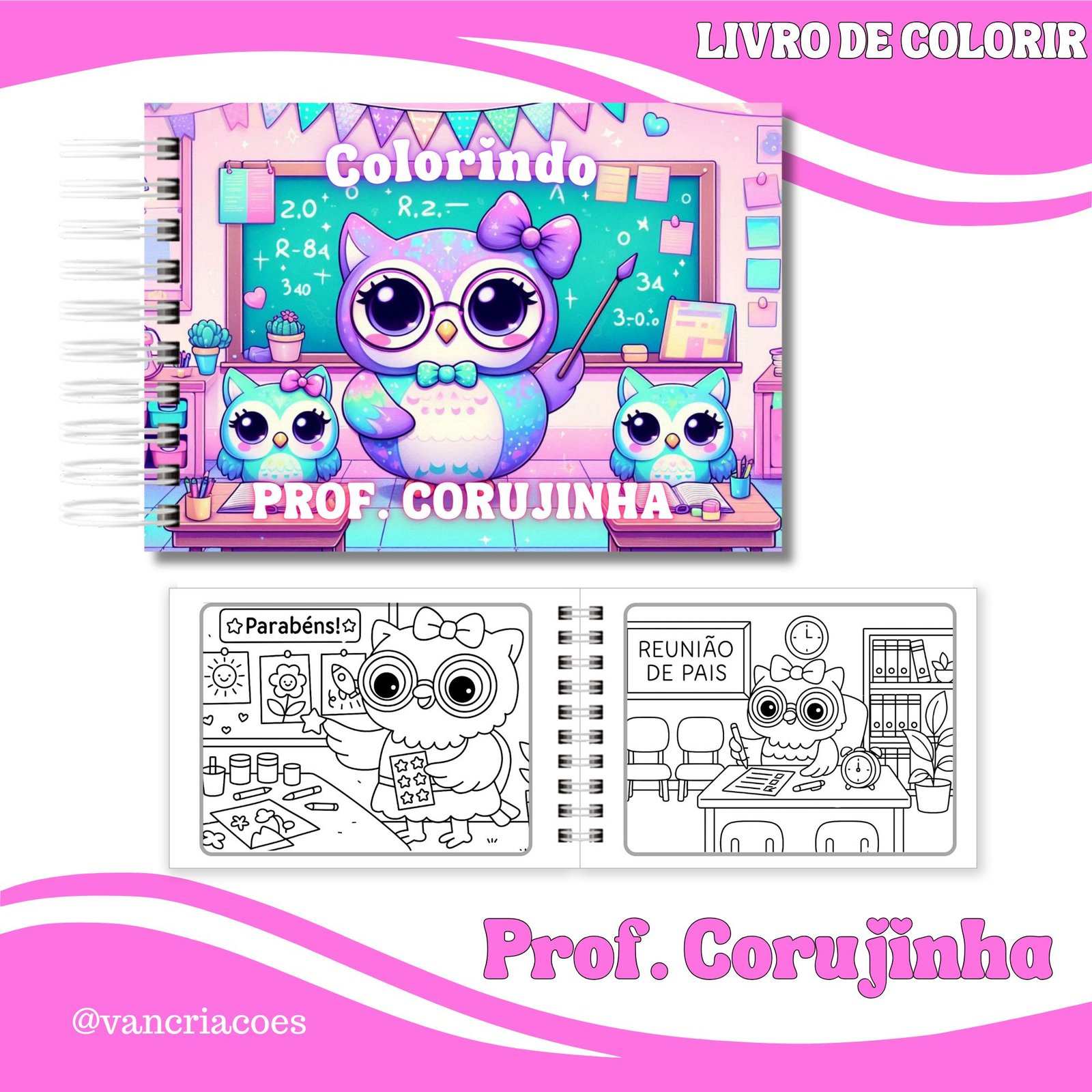 Encadernação Combo LIVRO DE COLORIR . CORUJINHA Dia Dos Professores 4