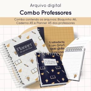 Encadernação Combo Professores Bloquinho, Caderno E Planner Dia Dos Professores 1