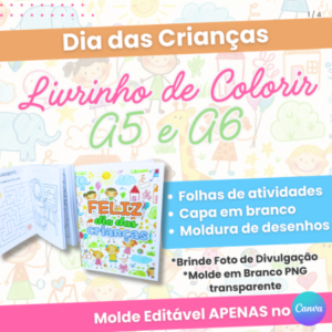 Encadernação Livro De Colorir A5 E A6 Dia Das Crianças