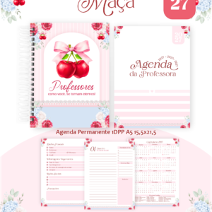 Encadernação Professores Maçã(Agenda, Bloco, Cadernos, Caneca, Marca Pag, Notepad E Planner)