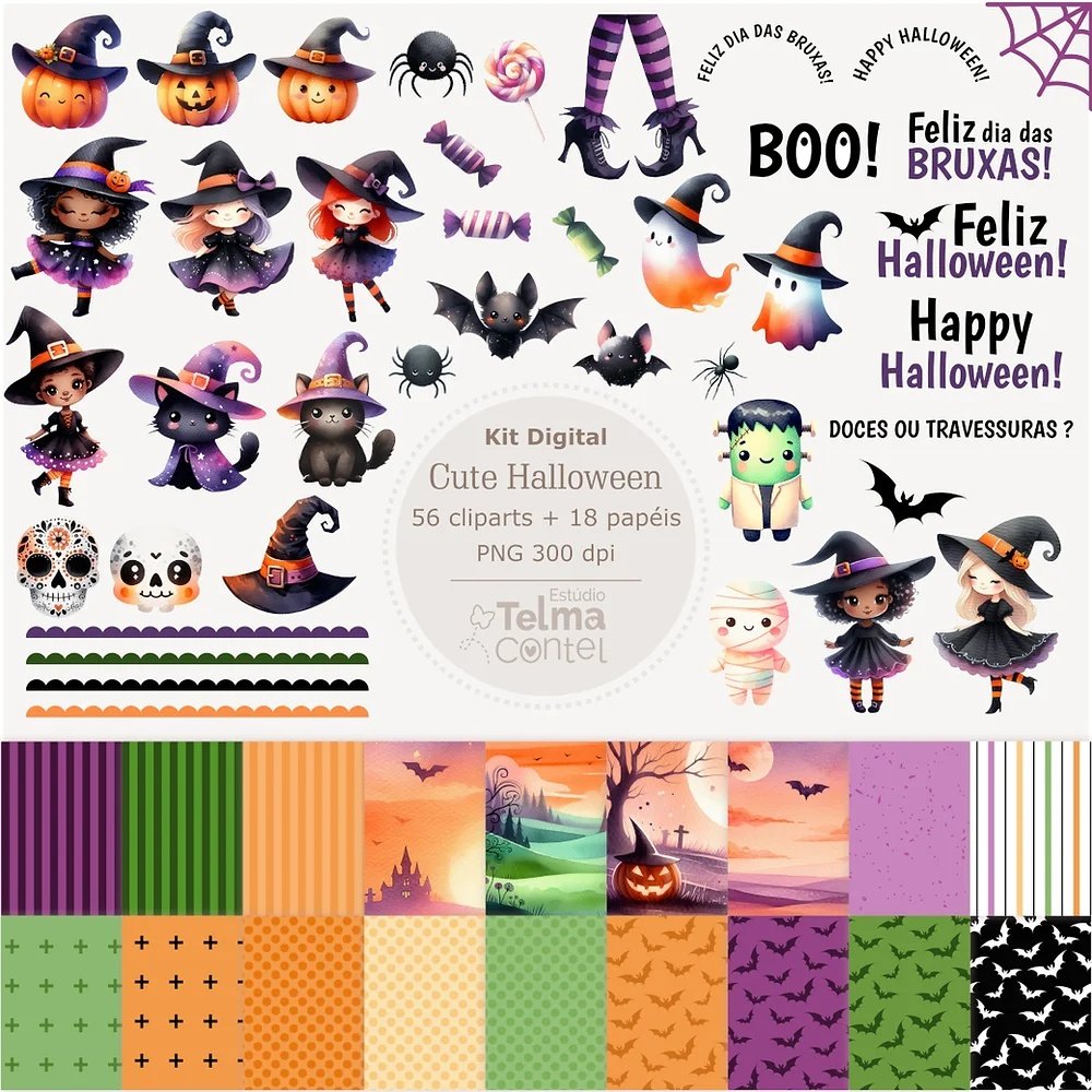 Kit Digital 1 Halloween Cliparts E Papéis 1