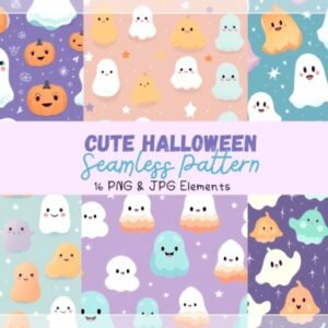 Kit Digital 16 Cute Halloween Seamless Pattern 1