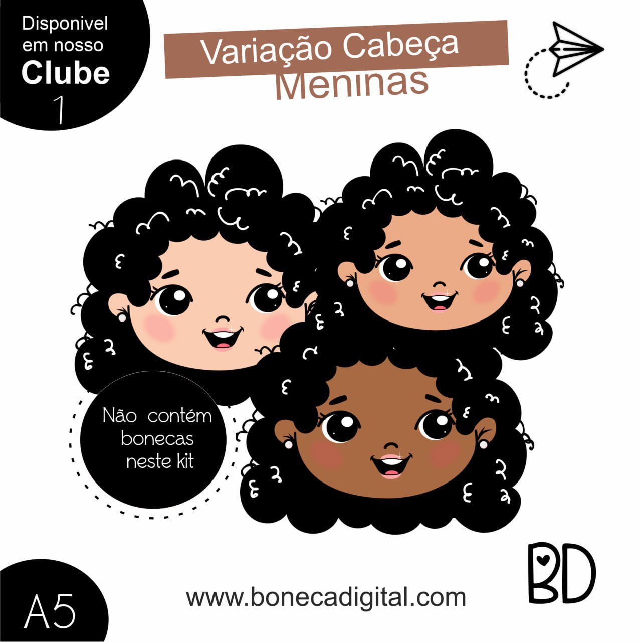 Kit Digital 16 Variação Cabeça Meninas Cabelo Crespo Correção 2