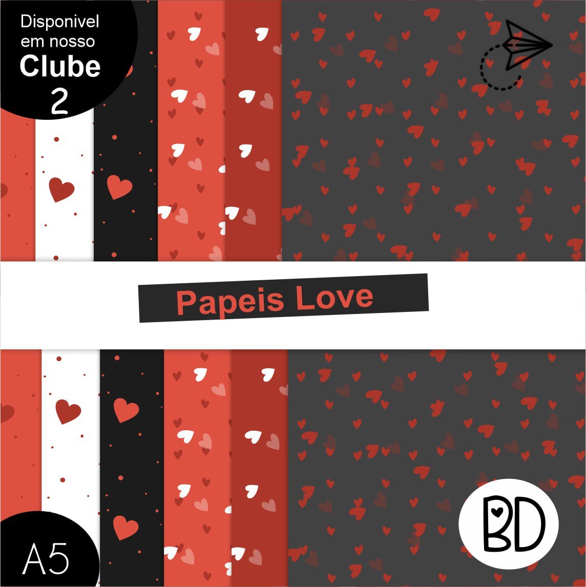 Kit Digital 24 Papeis Love 8
