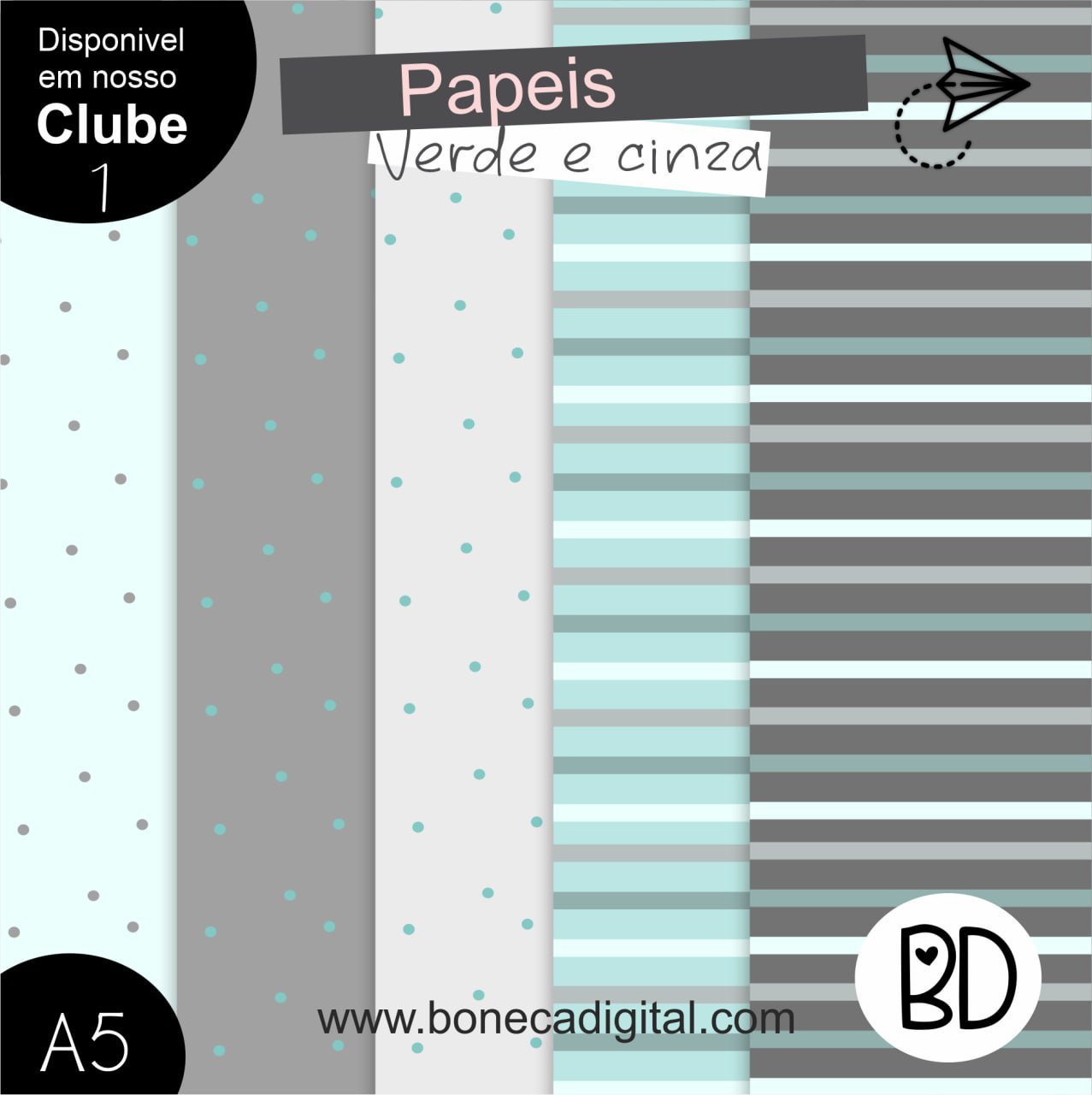 Kit Digital 25 Papeis Paleta Baby Azul 9