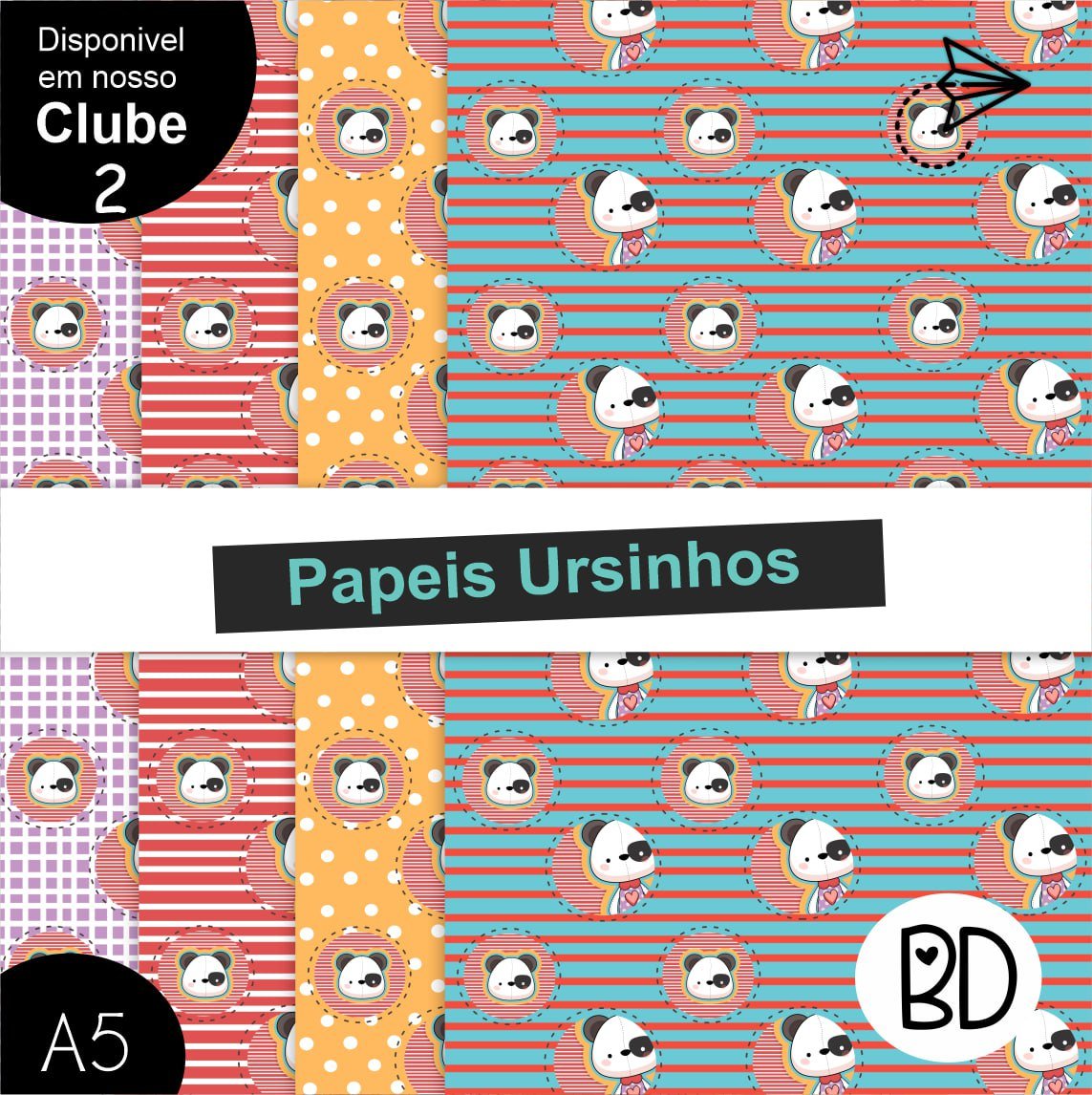 Kit Digital 28 Papeis Ursinho 12