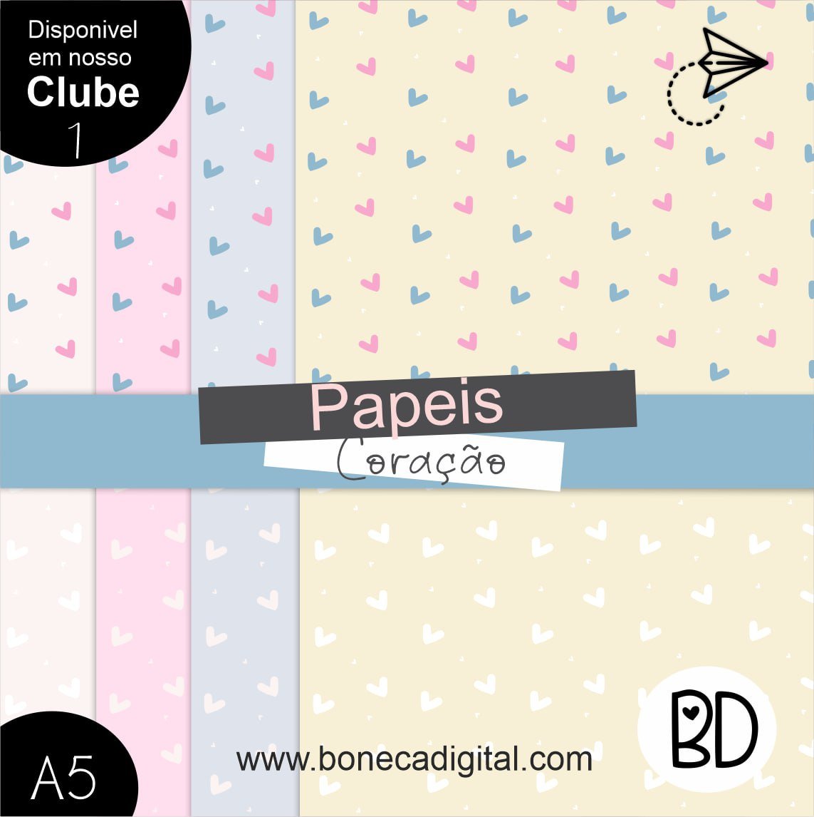 Kit Digital 31 Papel Coração 15