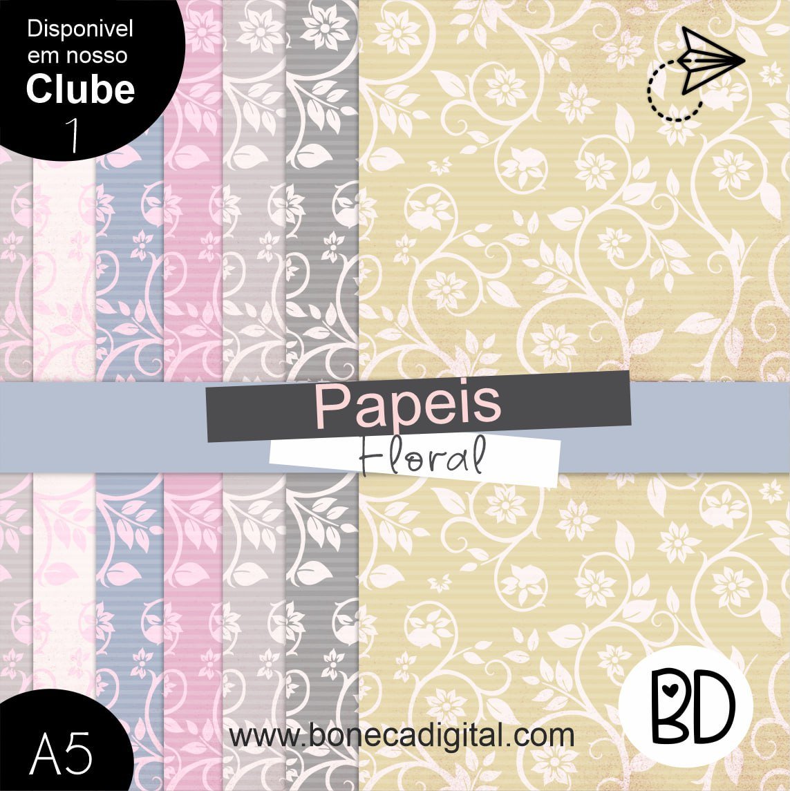 Kit Digital 33 Papel Flores 17