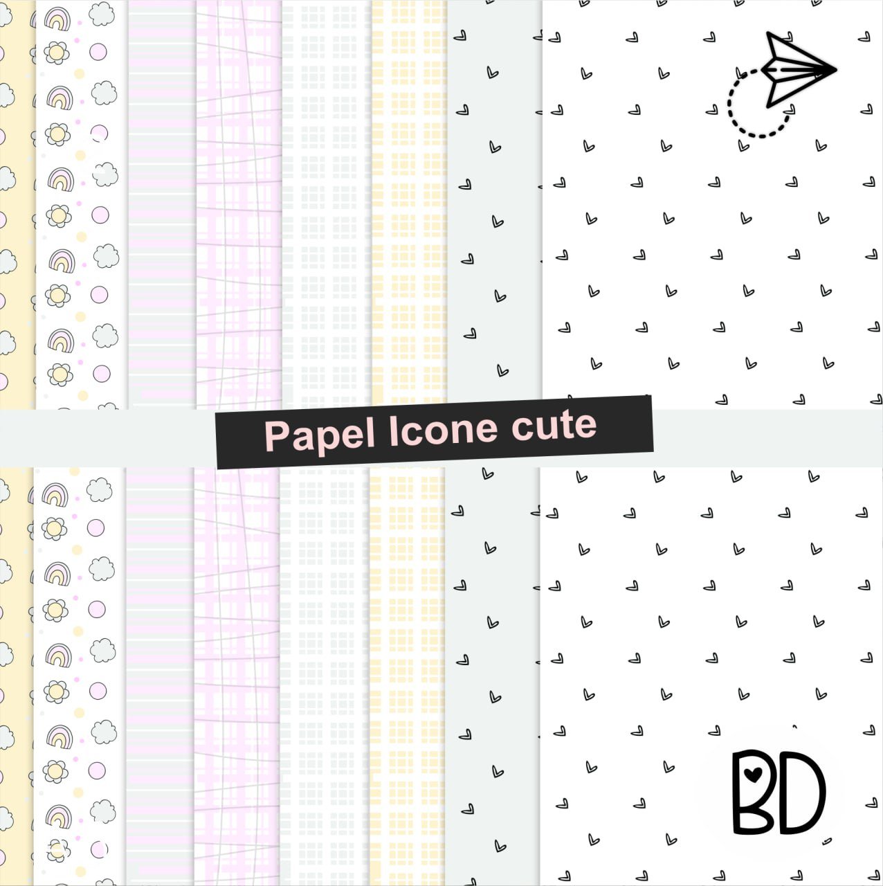 Kit Digital 34 Papel Icone Fofo 18