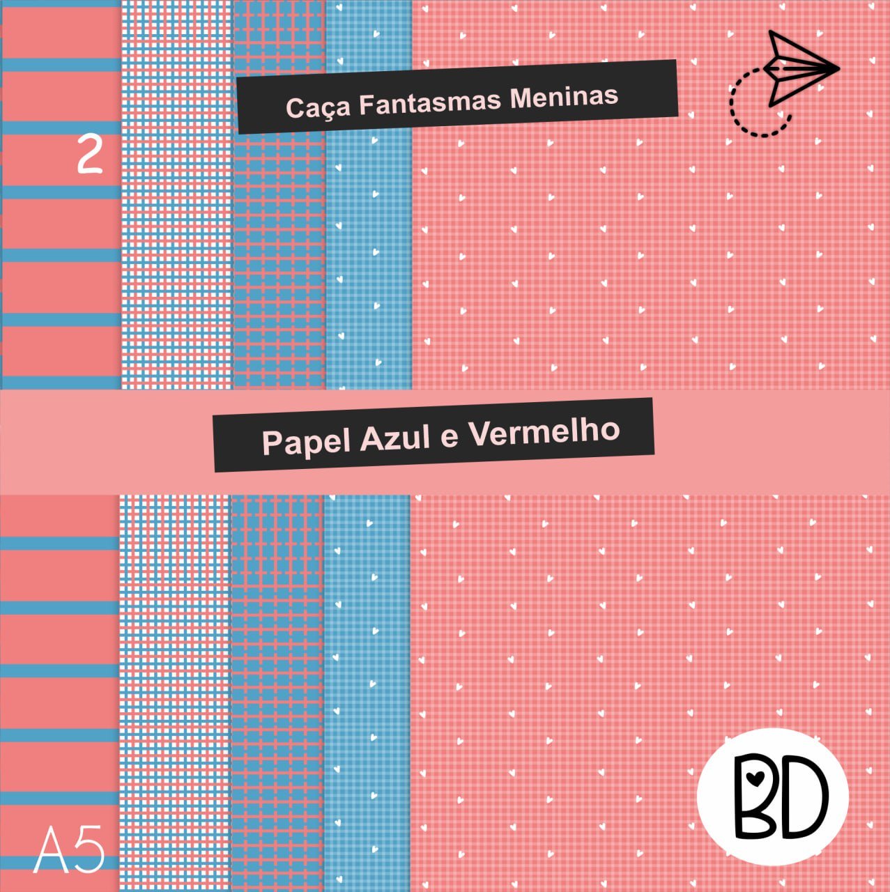 Kit Digital 35 Papel Vermelho E Azul 19