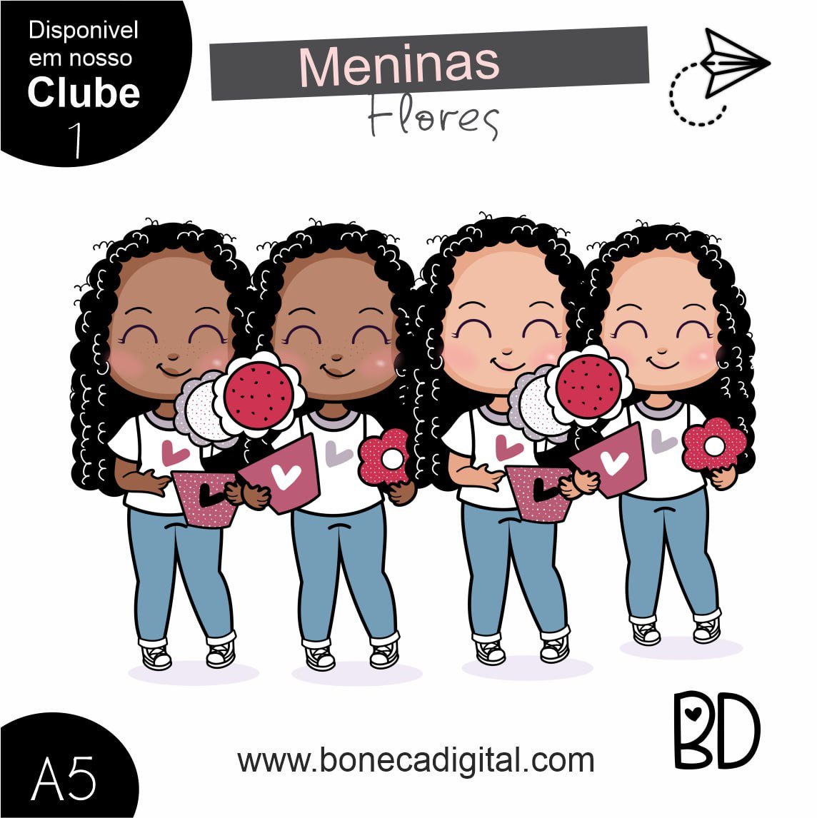 Kit Digital 5 Menina Flor 1