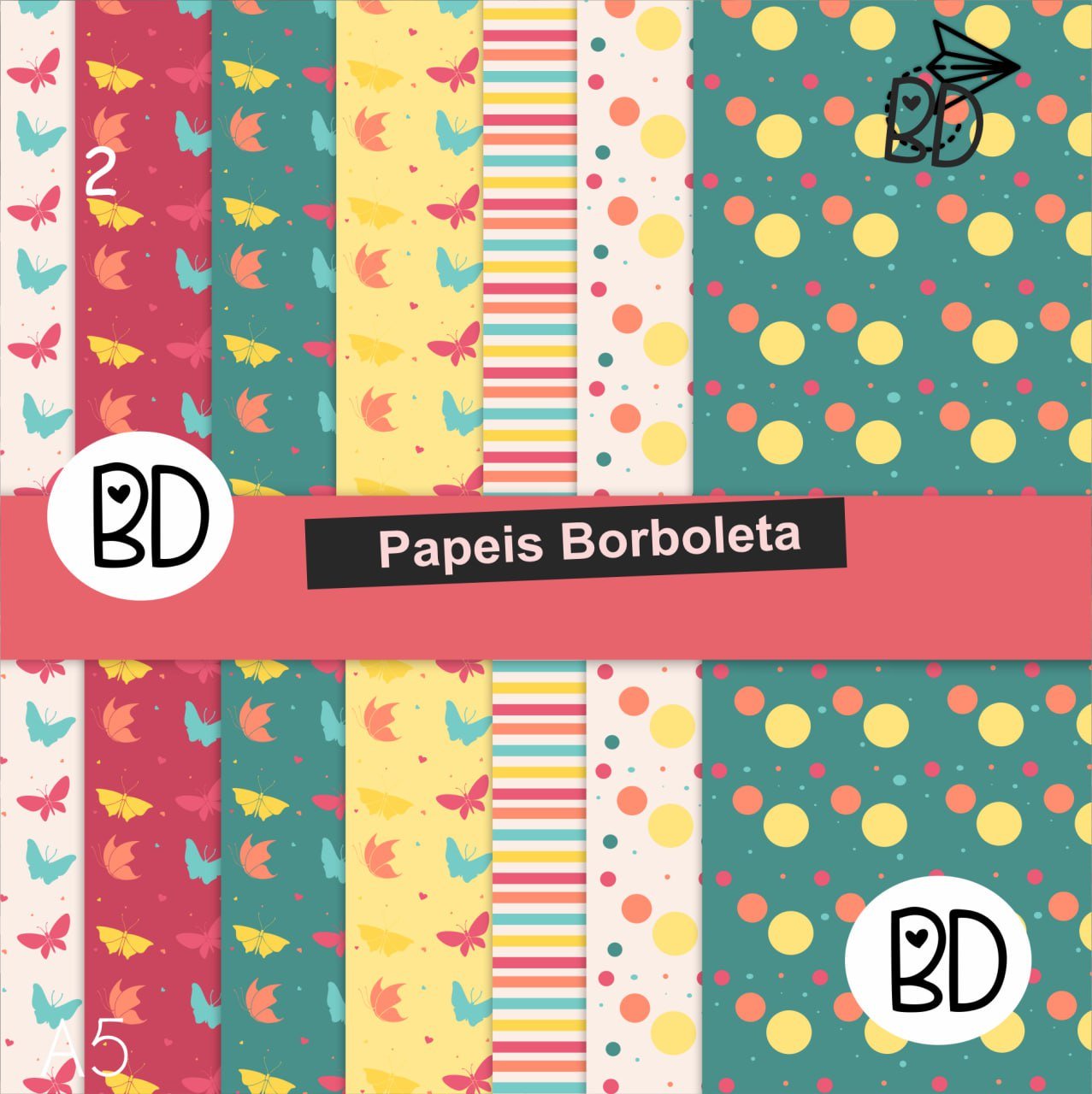 Kit Digital 50 Borboleta Papeis Digitais 25