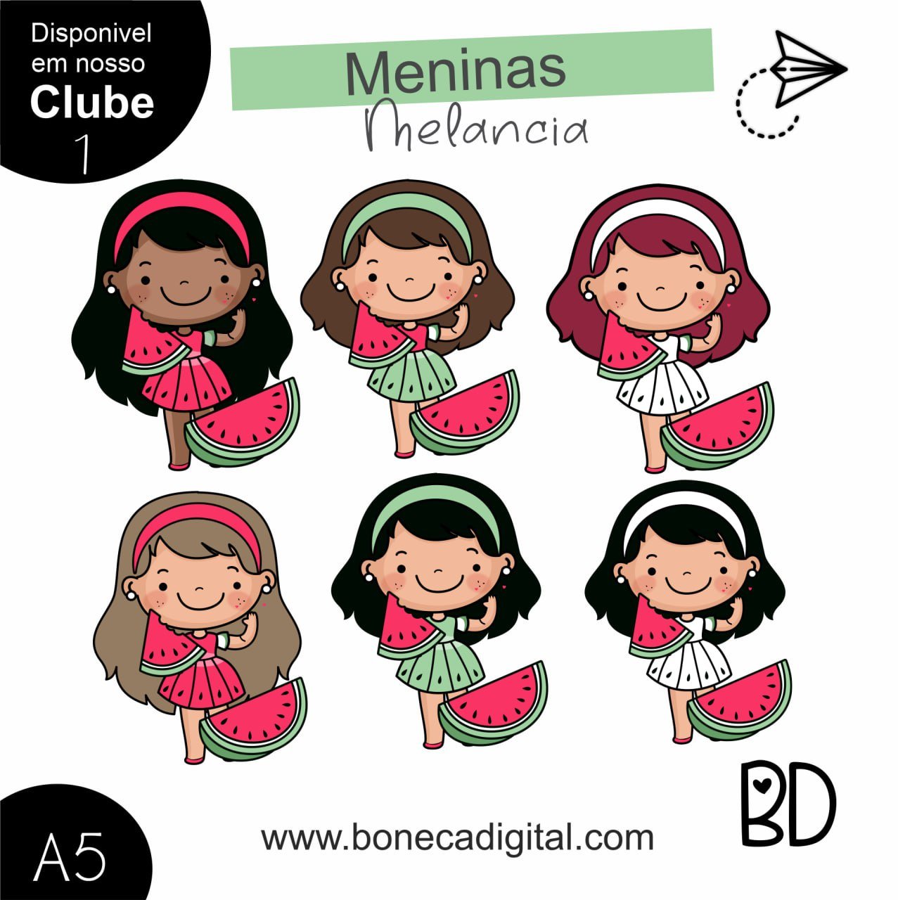 Kit Digital 6 Meninas Melancia 1