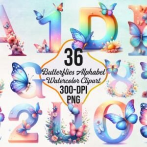 Kit Digital Alfabeto Borboleta 3d 4
