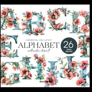 Kit Digital Alfabeto Floral 29