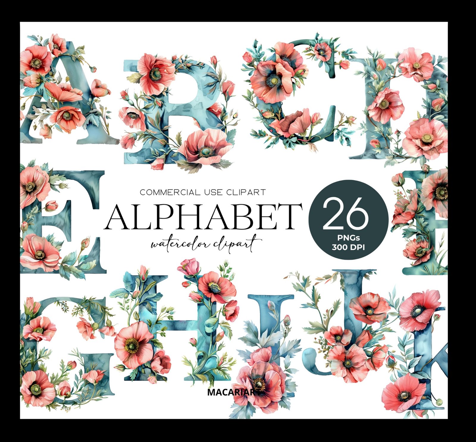 Kit Digital Alfabeto Floral 29