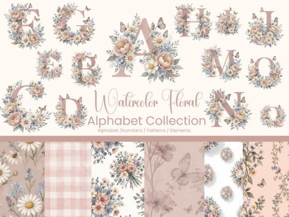 Kit Digital Alfabeto Floral 3