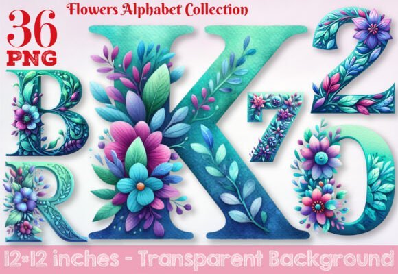 Kit Digital Alfabeto Flores 7