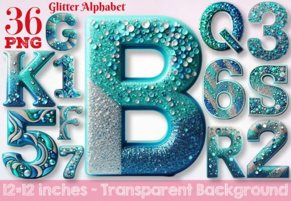Kit Digital Alfabeto Glitter 8