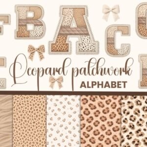 Kit Digital Alfabeto Patchwork Oncinha Leopardo 9