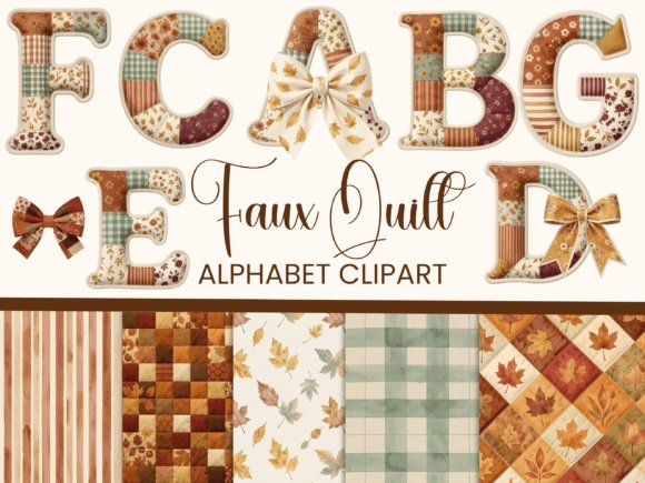 Kit Digital Alfabeto Patchwork Outono 10