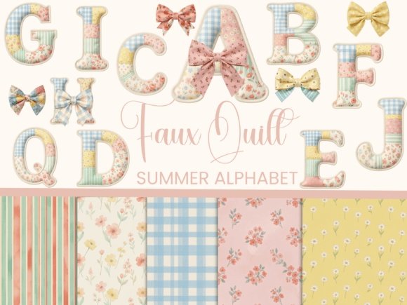 Kit Digital Alfabeto Patchwork Verão 11