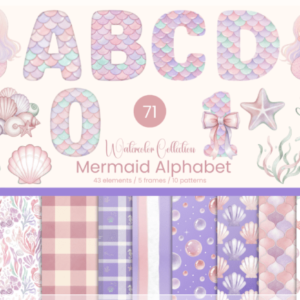 Kit Digital Alfabeto Sereia Mermaid Alphabet Clipart 5
