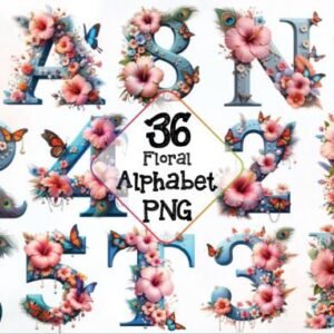 Kit Digital Alfabeto E Numeros Floral 13