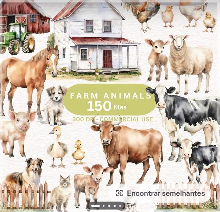Kit Digital Animais Fazendinha Farm Animals 1