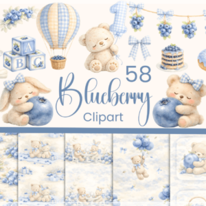 Kit Digital Baby Bluberry Ursinho Coelhinho 1