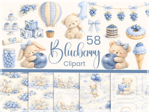 Kit Digital Baby Bluberry Ursinho Coelhinho 1