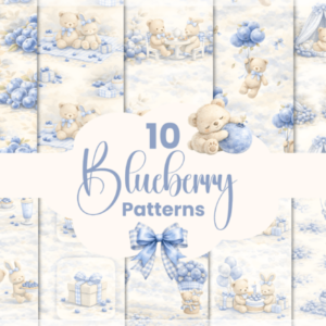 Kit Digital Baby Bluberry Ursinho Coelhinho Papéis Digitais 3