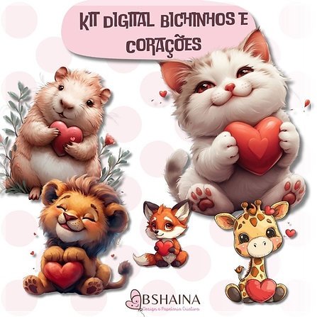 Kit Digital Bichinhos E Corações 1