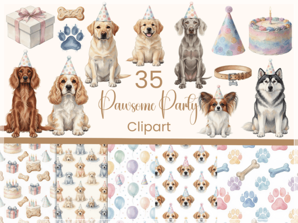 Kit Digital Cachorrinhos Aquarelados 24