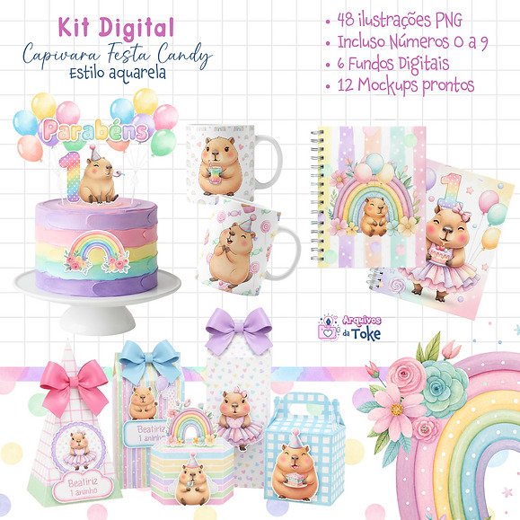 Kit Digital Capivara Festa Candy 1
