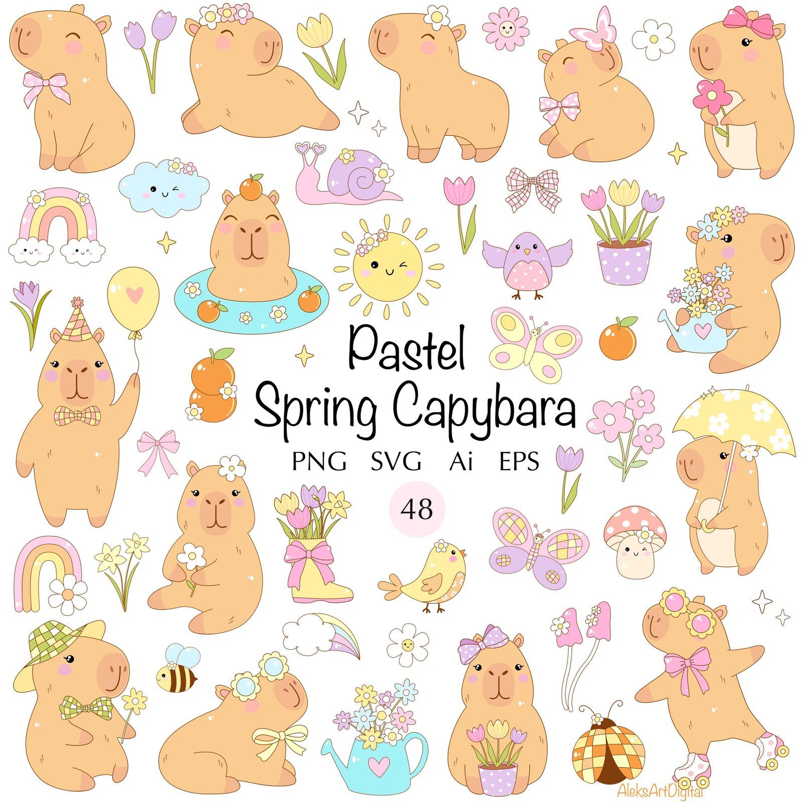 Kit Digital Capivara Retrô Primavera 13