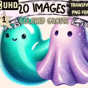 Kit Digital Colored Ghosts Clipart P1 1