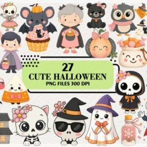 Kit Digital Cute Black Pink Halloween 2