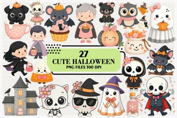 Kit Digital Cute Black Pink Halloween 2
