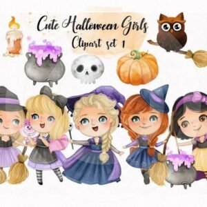 Kit Digital Cute Halloween Girls Set 4