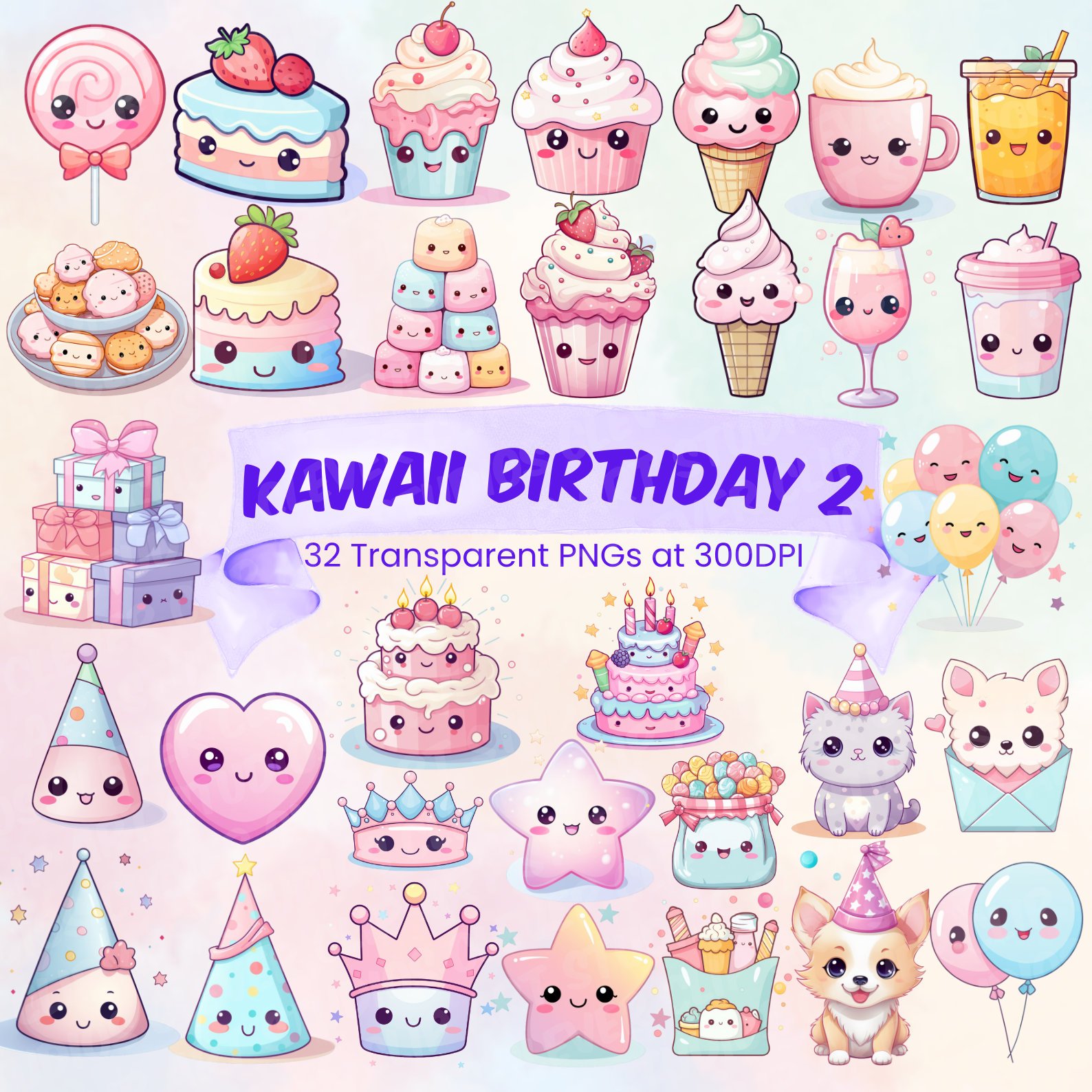 Kit Digital Cute Kawaii Aniversario 14